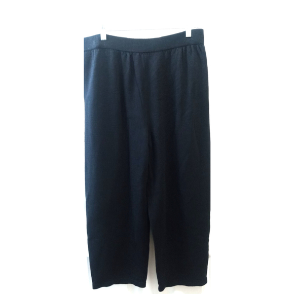 St. John Womens Santana Knit Wide Leg Pants Sz 14 Black Quiet Luxury Comfy EUC - Picture 2 of 9
